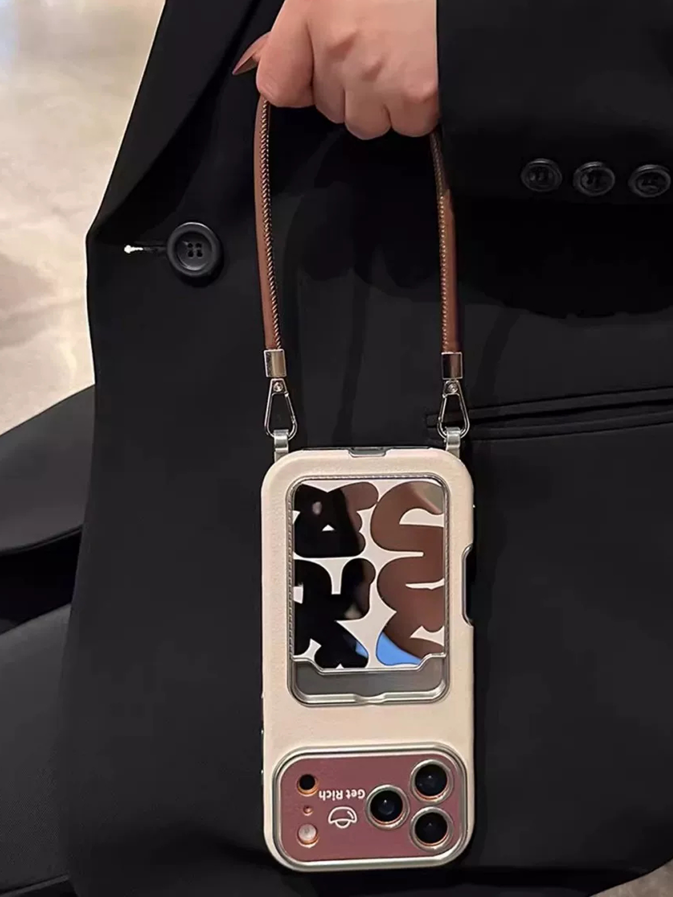 Phone Cases With Card Holder - Luxuriöse Leder-Handyhülle mit Spiegel, Kartenhalter und