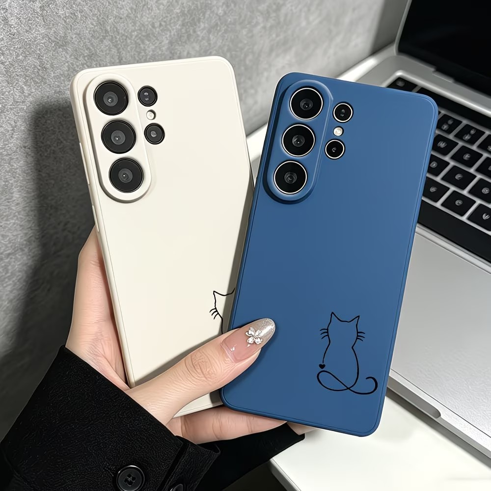 Phone Cases Art - Minimalistische Handyhülle mit Katzen-Skizzenmuster für Samsung