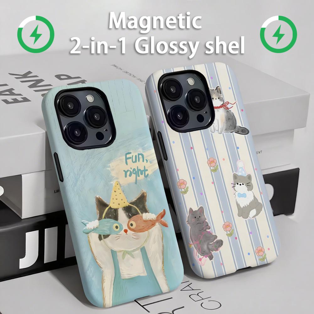 Phone Cases Cute Iphone 14 - Niedliche Katzen und Hunde Handyhülle Magnetisch