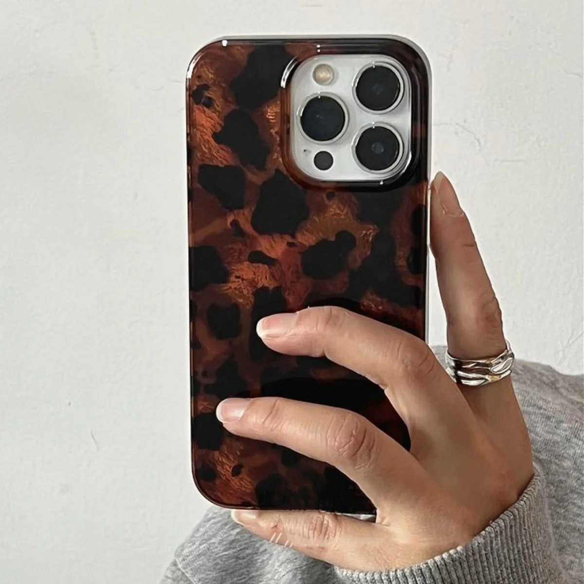 Phone Cases Leopard Print - Retro-Amber-Textur Laser-Handyhülle für iPhone 16 17