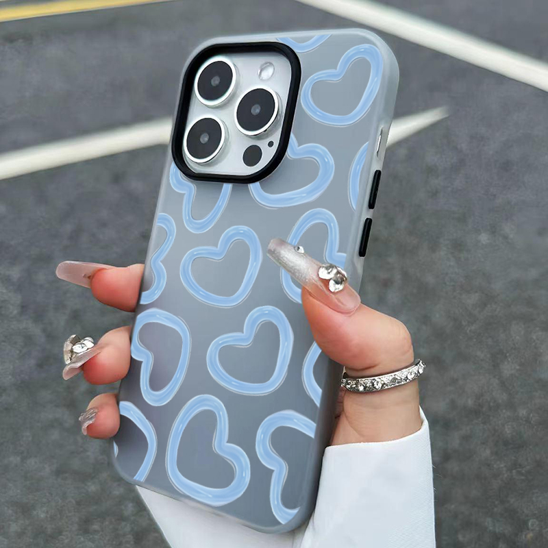 Phone Cases Art - Niedliche Handyhülle mit Ölgemälde-Herzmuster für iPhone