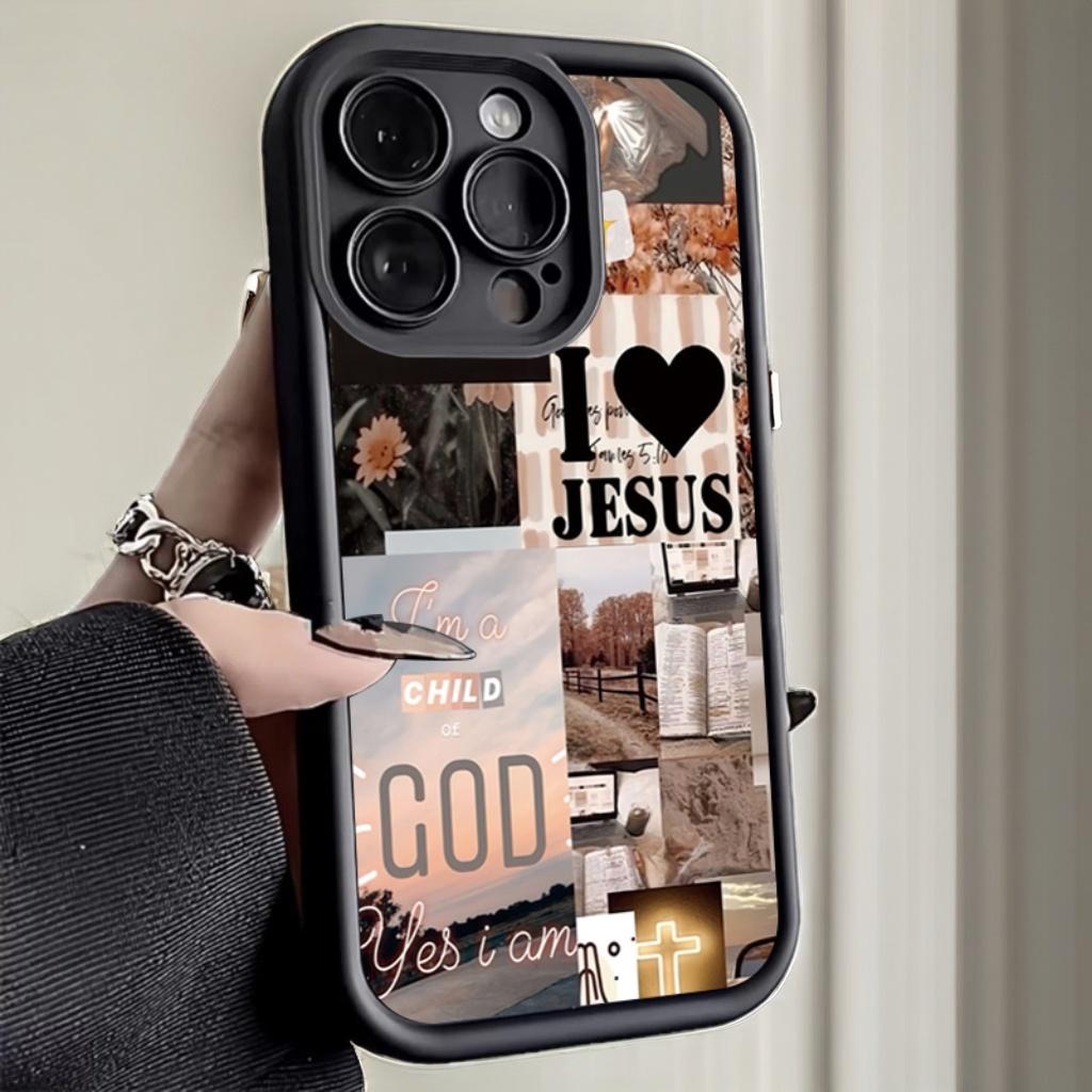 Phone Cases Jesus - Jesus-Collage-Muster, dicke, stoßfeste Handyhülle für iPhone