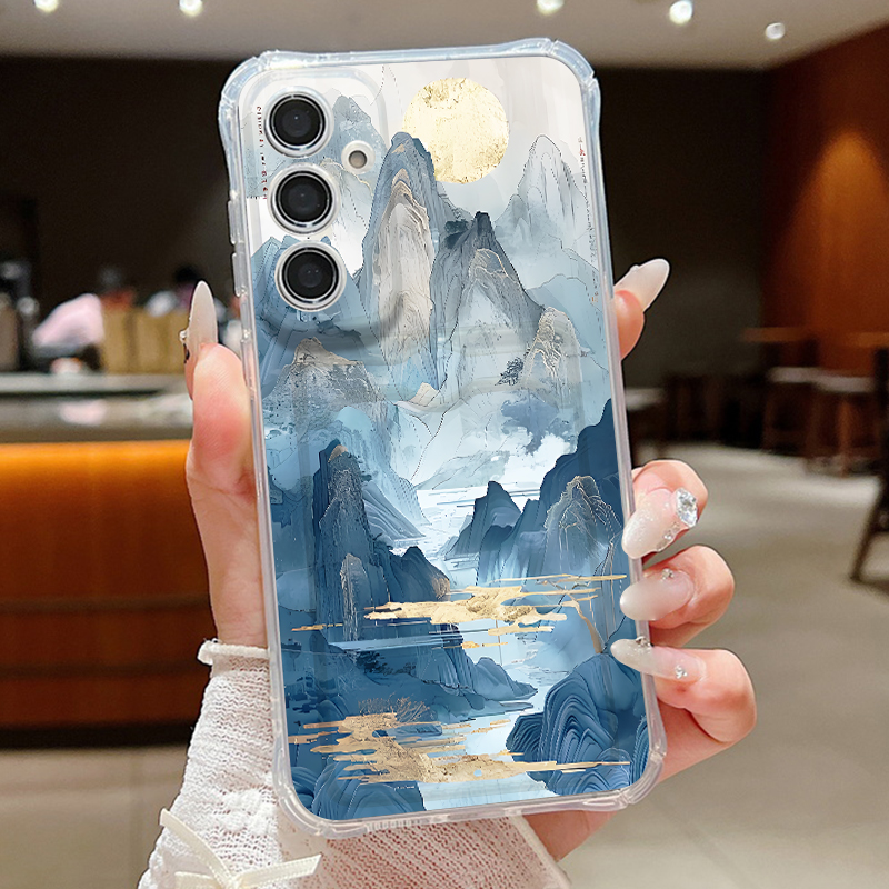 Phone Cases With Card Holder - Handyhülle mit Berglandschaftsmuster für Samsung Galaxy