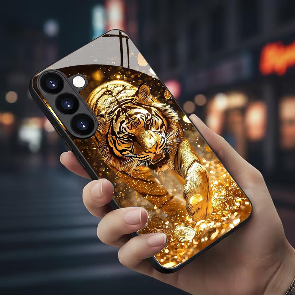 Phone Cases Galaxy S23 - Tiger-Muster Glas-Handyhülle für Samsung Galaxy S26