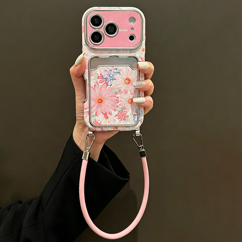 Rosa Blumenmuster Kunstleder-T – Phone Cases With Card Holder Bewertung und Preis
