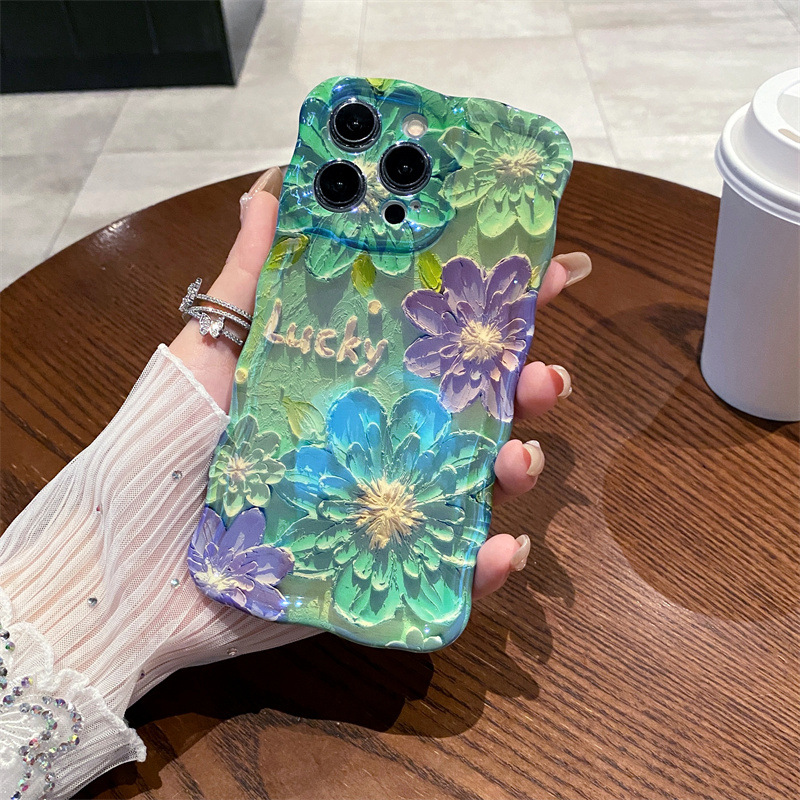 Retro-Blaulicht-Ölgemälde-Blum – Phone Cases Art Bewertung und Preis