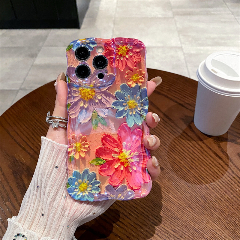 Retro-Blaulicht-Ölgemälde-Blum – Phone Cases Art Bewertung und Preis