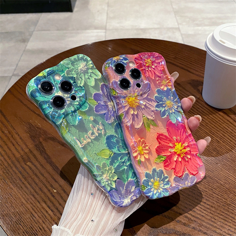 Retro-Blaulicht-Ölgemälde-Blum – Phone Cases Art Bewertung und Preis